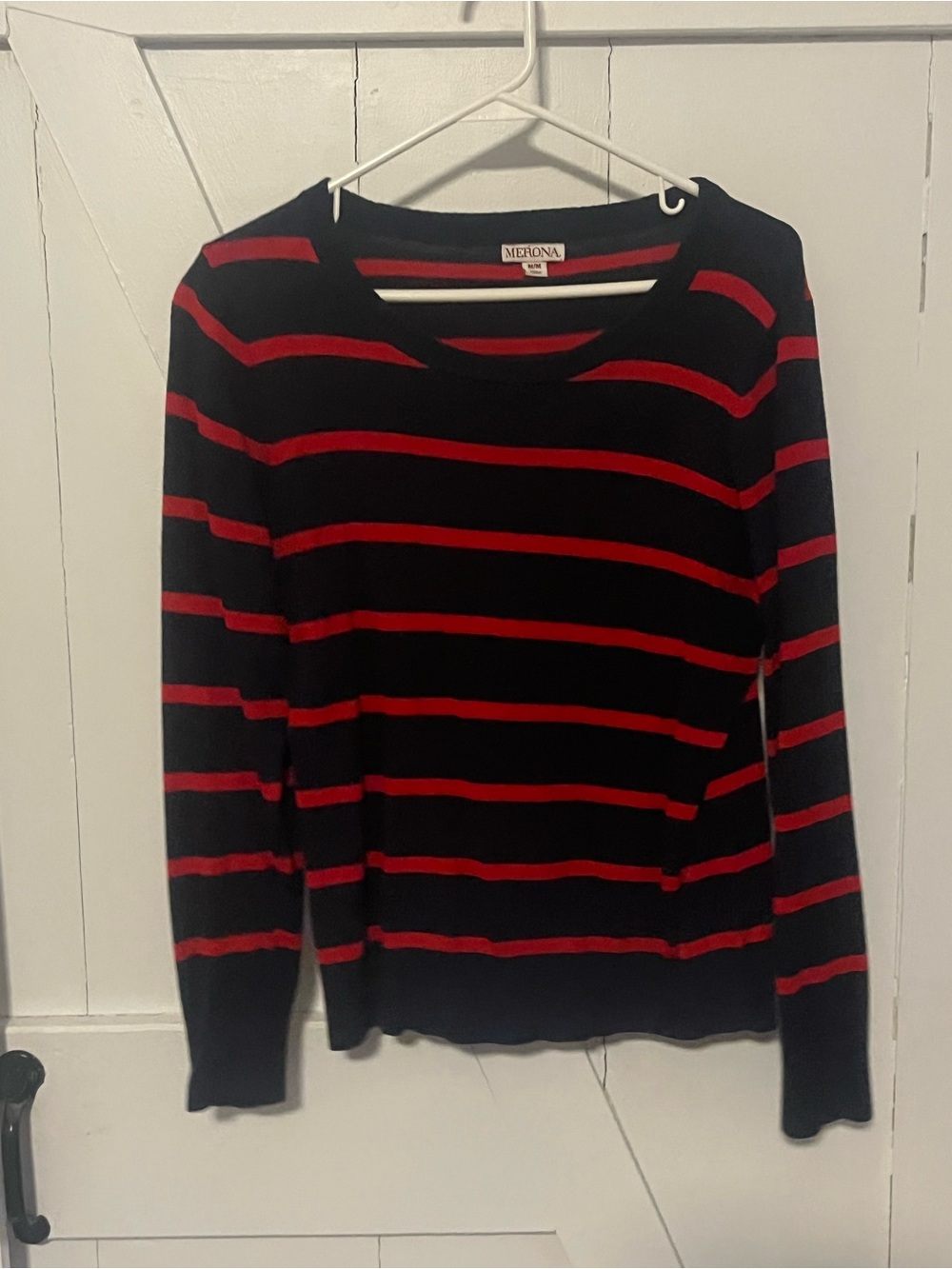SALE 3/$20 Merona Black and Red Striped Crewneck Sweater